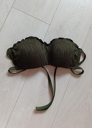 Зеленый верх купальника на завязках бандо calzedonia m м 75b 75c 70d 70c