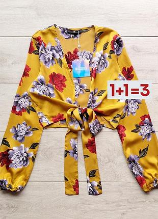 1+1=3 🎁 атласный блуза топ на завязках в цветочный принт от missguided