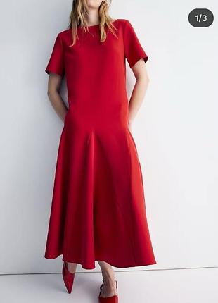 Червона сукня міді h&m