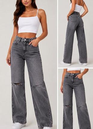 Джинси bershka denim “the 90’s” 🩶  жіночі джинси bershka denim у моделі the 90’s — трендовий фасон із прямими широкими штанинами та високою посадкою.