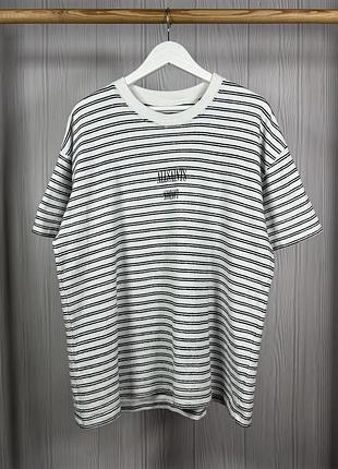 Allsaints london cain stripe шикарна футболка в горизонтальну смужку розмір l