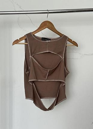 🤎 топ prettylittlething у стилі deconstructed | вивернуті шви | eur 42