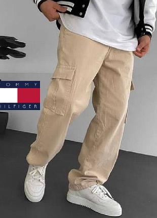 Штаны карго брюки baggy широкие tommy hilfiger бежывые джинсы m