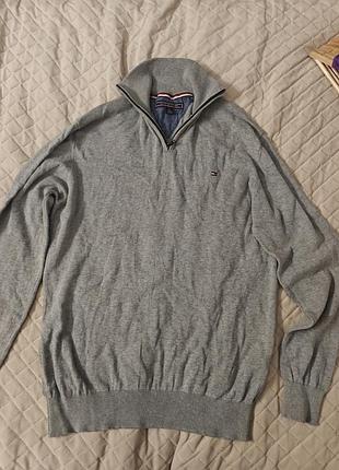 Мужской джемпер touch hilfiger на молнии, серый, xl