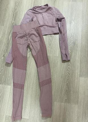 Комплект лосіни пушап і топ з рукавом gymshark