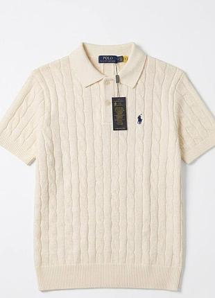 Вязаное поло ralph lauren поло ральф лорен унисекс черное белое футболка поло мужское женское polo ralph lauren knit