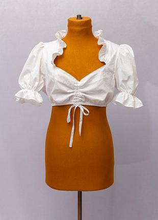 Бавовняна коротка сорочка під дірндль з рюшами ✂️dirndl . com, made in turkey 📍розмір 44 (xl), деталі у описі