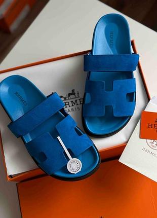 Шльопанці hermes сині блакитні у розмірах