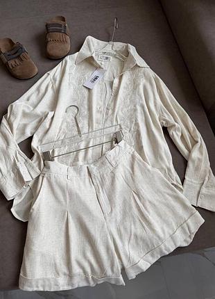 Костюм maison margiela mm6  шорти та сорочка світлий колір