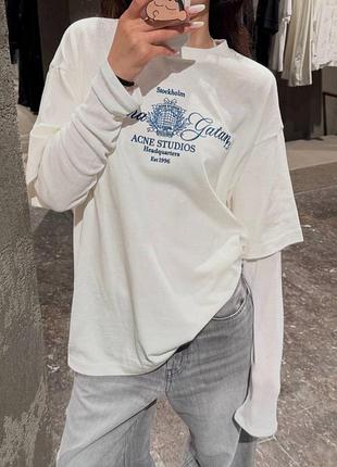 2026 лонг acne studios оверсайз принт вишивка білий