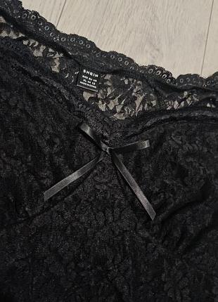 Чорний мереживний топ shein у готичному стилі (розмір xl)🖤