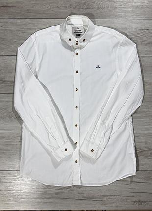 Біла люксова чоловіча сорочка вівєн вествуд vivienne westwood orb premium, xl, оригінал