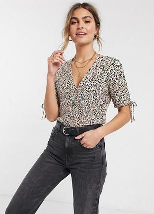 Блуза topshop в леопардовый принт с цветами uk 10 размер