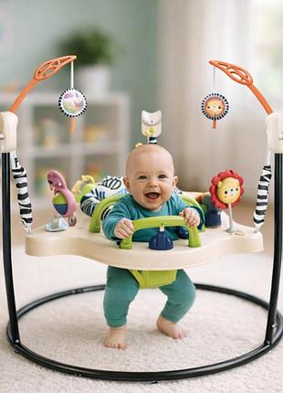 Fisher-price jumperoo — тренажёр для прыжков с подсветкой и звуками, бежевый