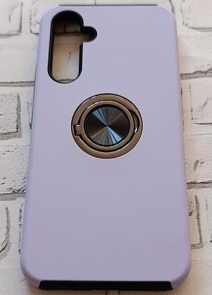 Чехол с кольцом-подставкой для samsung galaxy a54 5g sm-a546 противоударный силиконовый сиреневый