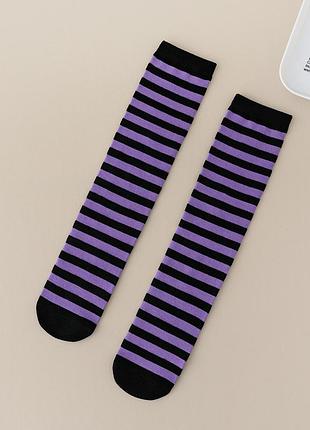 Детские носки полосатые черно-фиолетовые 3-12 лет one size