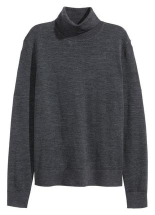 Серый шерстяной свитер кофта гольф под горло h&m шерсть мерино1 фото