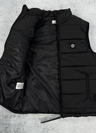 Жилет stone island з плащівки, чорна безрукавка стон айленд на блискавці, повсякденна жилетка для чоловіків xl