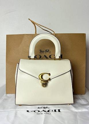 Сумка жіноча coach luxe refined calf leather sammy top-handle 24 brass/chalk