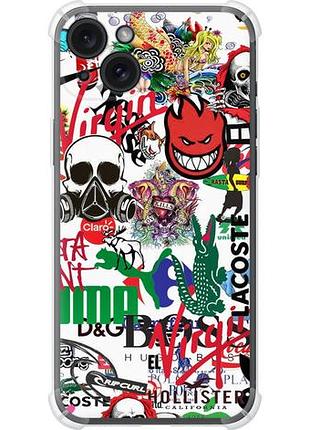 Чехол на iphone 15 plus many different logos из силикона fch_0157236