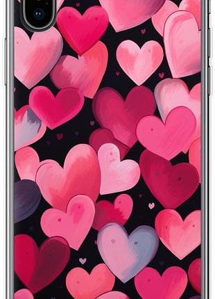 Чехол на iphone x сердечки 4 из силикона fch_0158093
