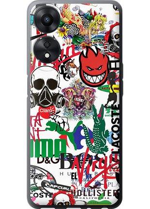 Чехол на oppo a58 5g many different logos из силикона fch_0157186