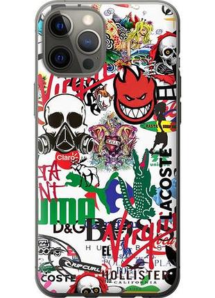 Чехол на iphone 12 pro max many different logos из пластика fch_0157153