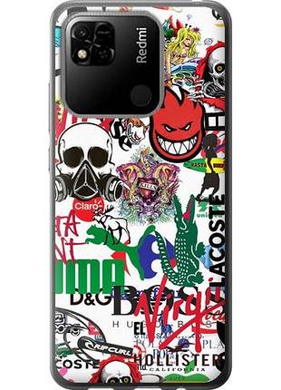 Чехол на xiaomi redmi 9c many different logos из силикона fch_0000448