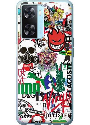 Чехол на oppo a57s many different logos из силикона fch_0157158