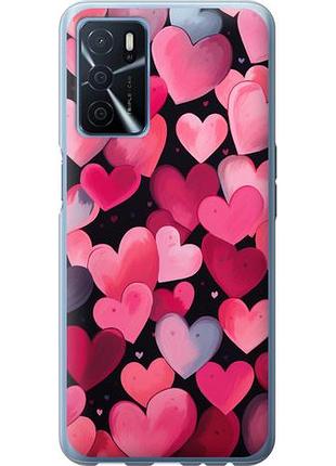 Чехол на oppo a16 сердечки 4 из силикона fch_0158089