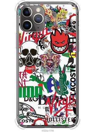 Чехол на iphone 11 pro many different logos из силикона fch_0157258