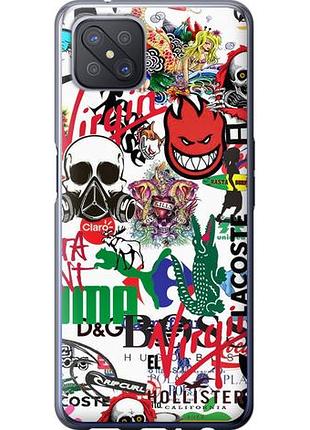 Чехол на oppo a92s many different logos из силикона fch_0157189