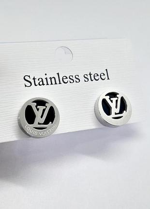 Сережки пусети lv. stainless steel родій. 1,2 см.