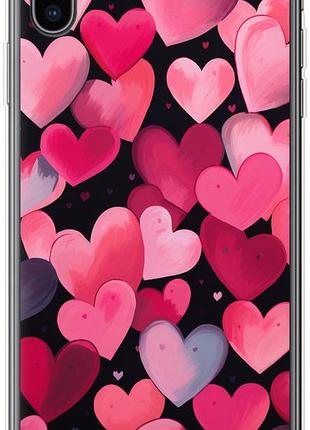 Чехол на iphone xs max сердечки 4 из силикона fch_0158117