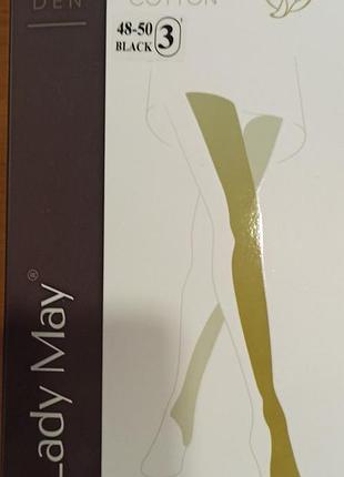 Жіночі колготки lady may, 70% бавовна, без візерунків, україна, р, 3, чорний колір, 350 ден.