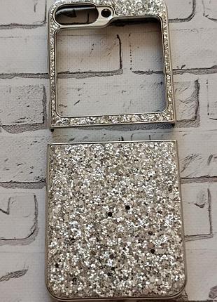 Чохол для samsung galaxy z flip 6 5g з блискітками glitter hard case сріблястий