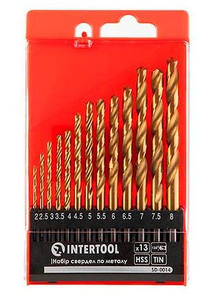 Набір свердел по металу intertool 2-8мм титан (13шт) (sd-0014)