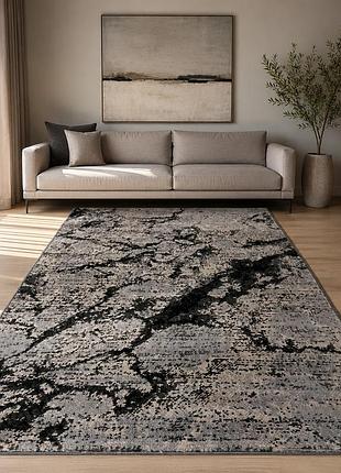 Ковер серый 2.0х3.0 м с низким ворсом loft gray b033e для гостиной, спальни, в коридор, на кухню