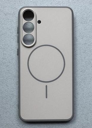 Samsung galaxy s25 fe чехол proove softline silver с magnetic ring белый с серым, с магнитами и беспроводной зарядкой