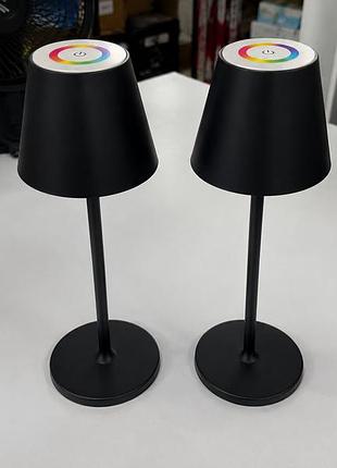 Набір із 2 акумуляторних led настільних ламп rgb, сенсорне керування, димер, чорні, нові