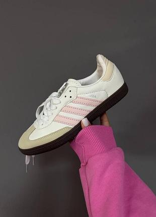 Жіночі білі кросівки adidas samba white pink beige x самба 39