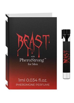 Чоловічі парфуми з феромонами pherostrong beast пробник з деревним ароматом, 1 мл