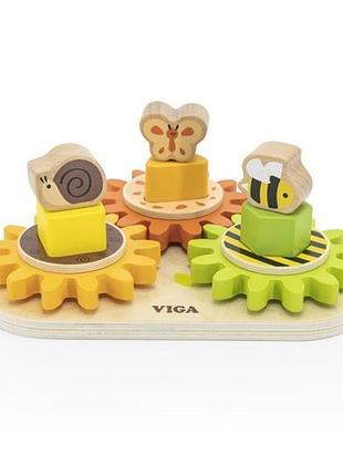 Розвивальна іграшка viga toys звірята на шестерінках (44690)