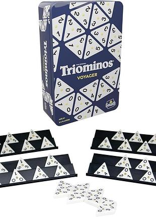 Настольная игра goliath triominos voyager в металлической коробке, дорожная версия, 2-4 игрока, 6+ (металевый кейс имеет вмятину)