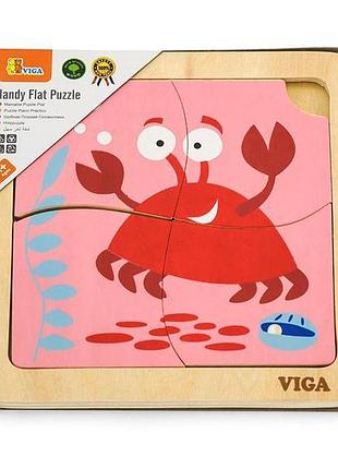 Дерев'яний міні-пазл viga toys крабик, 4 ел. (50146)