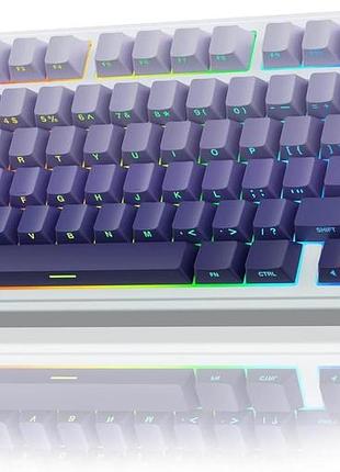 Беспроводная механическая клавиатура aula f75 pro, 75%, rgb-градиент, bluetooth 5.0, 2,4 ггц и usb, программируемая, 4000 мач, бел