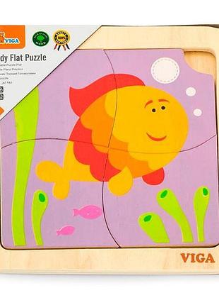 Дерев'яний міні-пазл viga toys рибка, 4 ел. (50144)