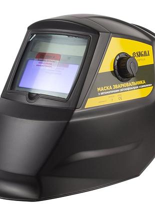 Маска сварщика sigma с автоматическим светофильтром "хамелеон" 4/9-13 din 93 х 43 мм 2 датчика 3 регулировки