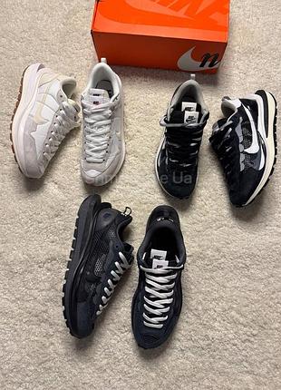 Кросівки nike x sacai vaporwaffle чорні / сірі / білі | 39–45