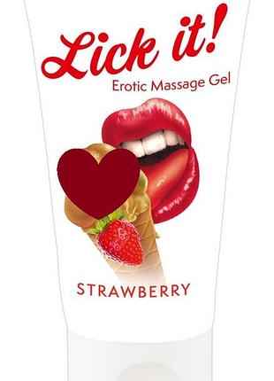 2в1 лубрикант и массажное масло – lick it! strawberry, 50 мл sexstyle